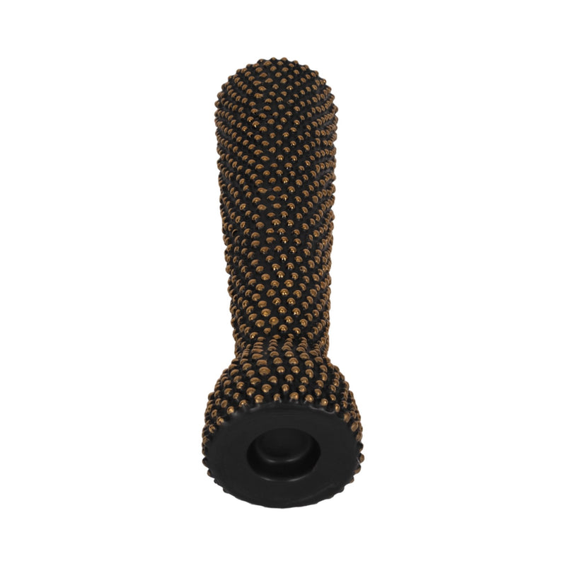 CERAMIC 16" SPIKE CANDLE HOLDER BLACK/GOLD - Al Rugaib Furniture