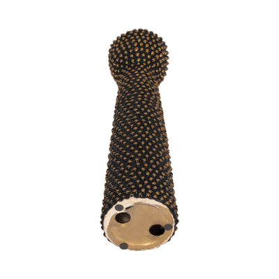 CERAMIC 16" SPIKE CANDLE HOLDER BLACK/GOLD - Al Rugaib Furniture
