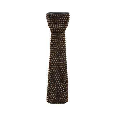 CERAMIC 16" SPIKE CANDLE HOLDER BLACK/GOLD - Al Rugaib Furniture