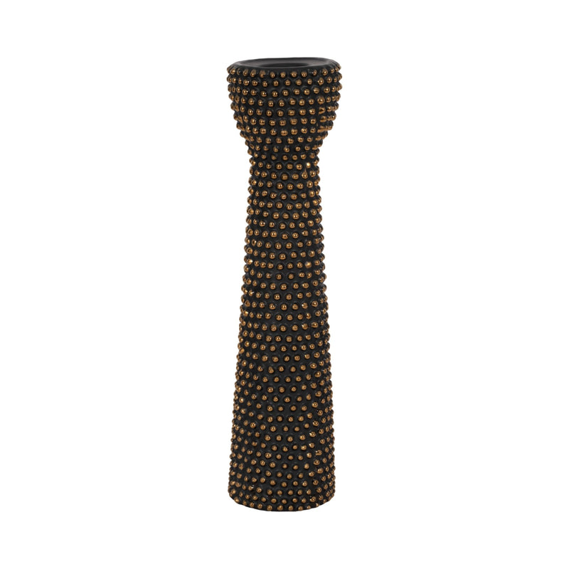 CERAMIC 16" SPIKE CANDLE HOLDER BLACK/GOLD - Al Rugaib Furniture