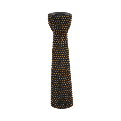 CERAMIC 16" SPIKE CANDLE HOLDER BLACK/GOLD - Al Rugaib Furniture