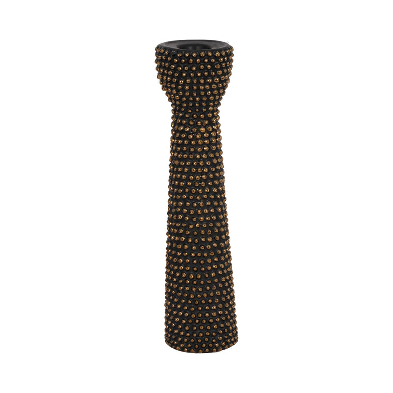 CERAMIC 16" SPIKE CANDLE HOLDER BLACK/GOLD - Al Rugaib Furniture