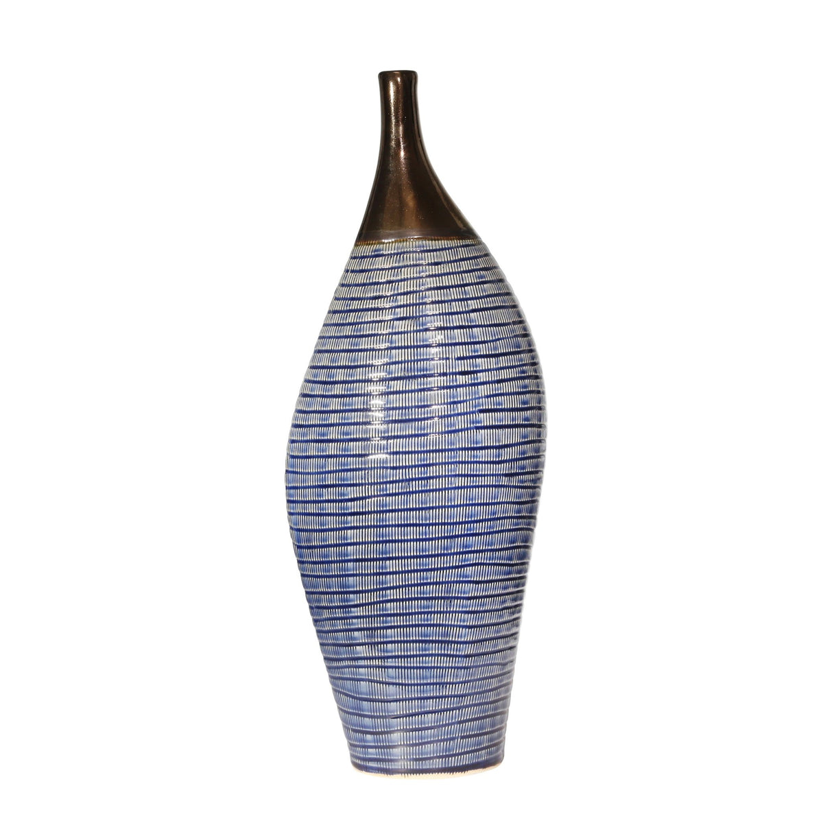 CERAMIC 23.5" NARROW NECK VASE, GOLD/BLUE Vases and Jars| Sagebrook Home
