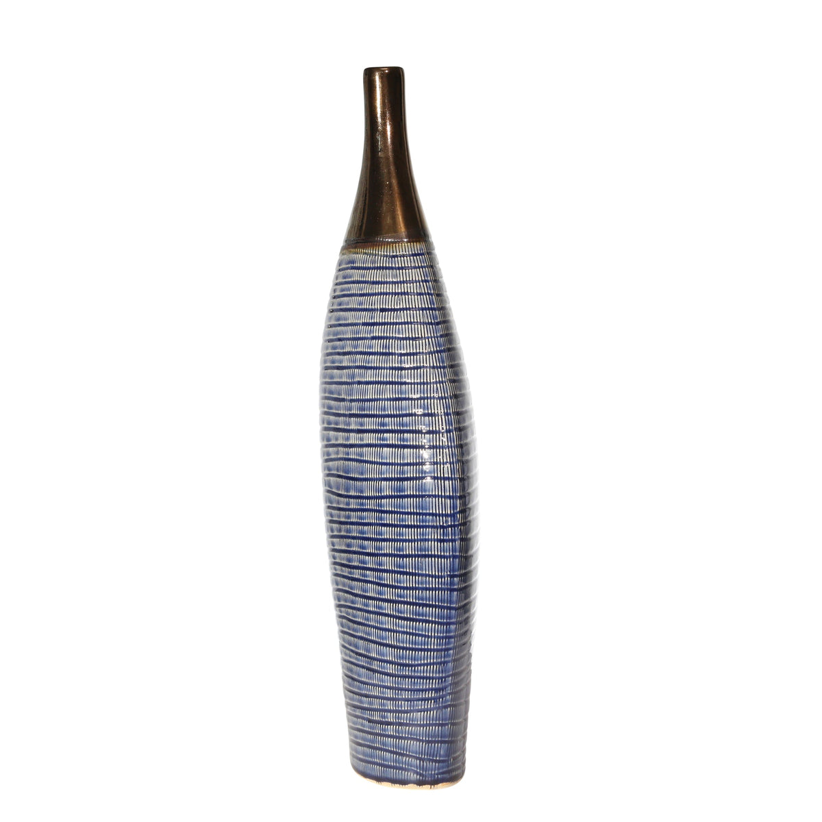 CERAMIC 23.5" NARROW NECK VASE, GOLD/BLUE Vases and Jars| Sagebrook Home