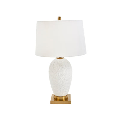CERAMIC 27" TABLE LAMP W/ CRATERED FINISH, WHITE - Al Rugaib Furniture