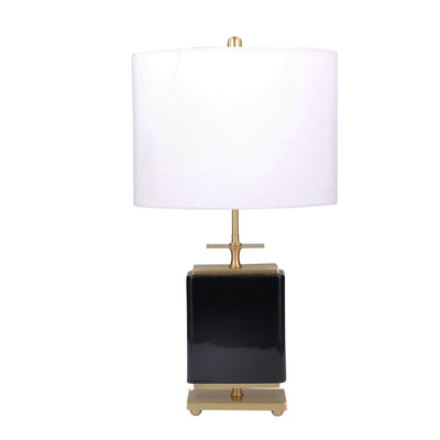 CERAMIC 28" SQUARE TABLE LAMP,BLACK/GOLD - Al Rugaib Furniture