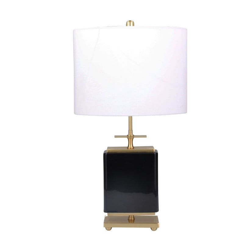 CERAMIC 28" SQUARE TABLE LAMP,BLACK/GOLD - Al Rugaib Furniture