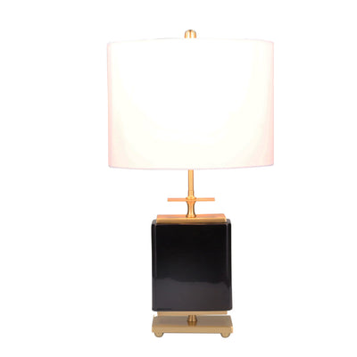 CERAMIC 28" SQUARE TABLE LAMP,BLACK/GOLD - Al Rugaib Furniture