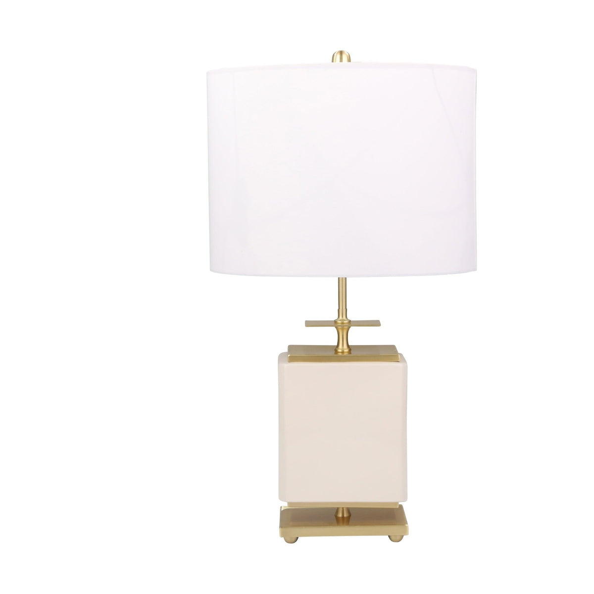 CERAMIC 28" SQUARE TABLE LAMP,WHITE/GOLD Table Lamps| Sagebrook Home