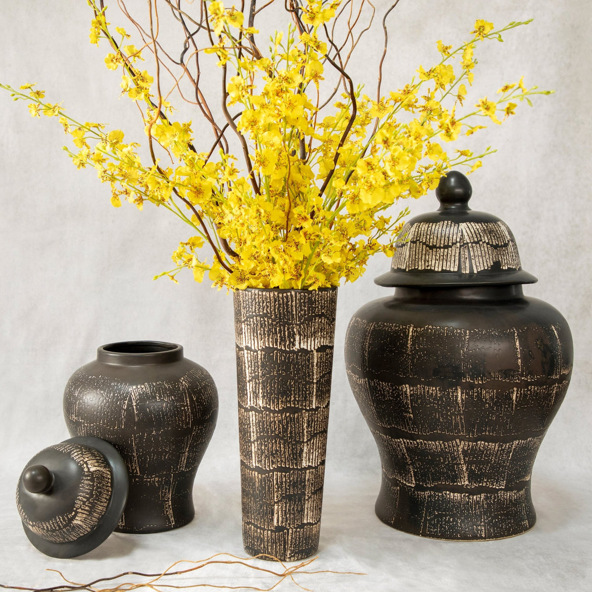 CERAMIC 28" TEMPLE JAR, ANTIQUE BLACK Vases and Jars| Sagebrook Home