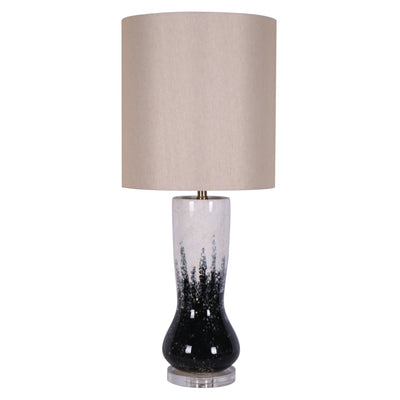 CERAMIC 34" TALL URN ATBLE LAMP, BLACK/WHITE - Al Rugaib Furniture