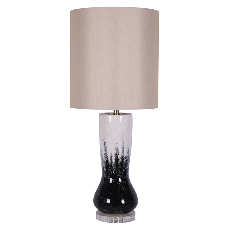 CERAMIC 34" TALL URN ATBLE LAMP, BLACK/WHITE - Al Rugaib Furniture