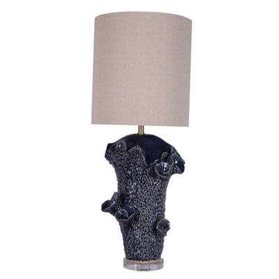 CERAMIC 36" ABSTRACT TABLE LAMP, BLUE - Al Rugaib Furniture