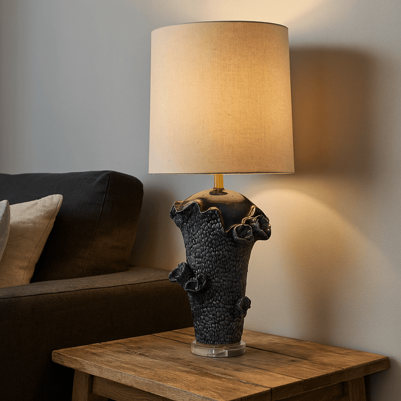 CERAMIC 36" ABSTRACT TABLE LAMP, BLUE - Al Rugaib Furniture