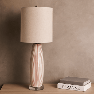 CERAMIC 36" DOUBLE TAPER TABLE LAMP, MULTI - Al Rugaib Furniture