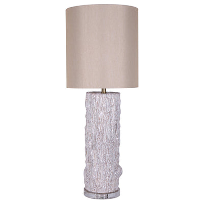 CERAMIC 37" LOG TABLE LAMP, WHITE - Al Rugaib Furniture