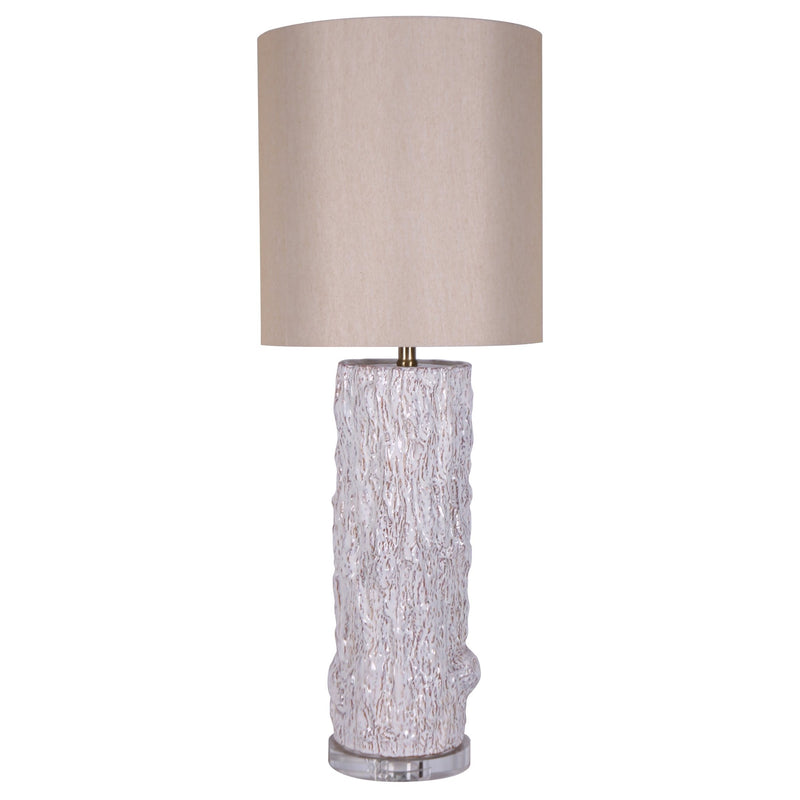 CERAMIC 37" LOG TABLE LAMP, WHITE - Al Rugaib Furniture