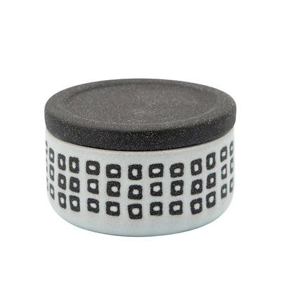 Ceramic 4" Covered Dotted Jar, Black - Al Rugaib Furniture