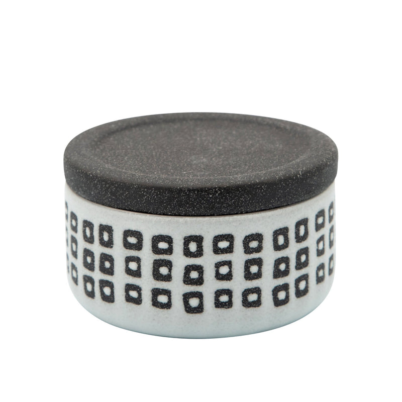 Ceramic 4" Covered Dotted Jar, Black - Al Rugaib Furniture