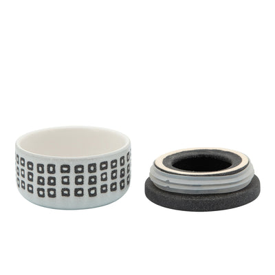Ceramic 4" Covered Dotted Jar, Black - Al Rugaib Furniture