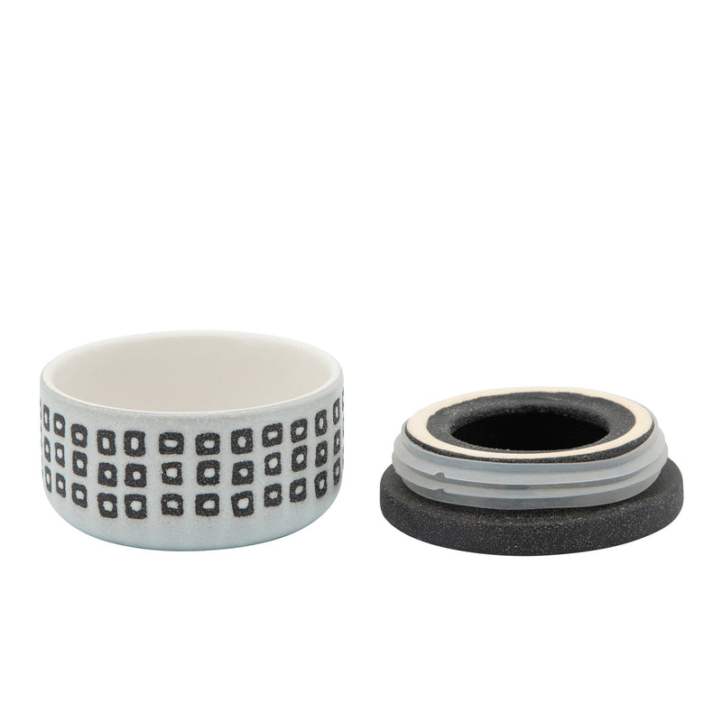 Ceramic 4" Covered Dotted Jar, Black - Al Rugaib Furniture