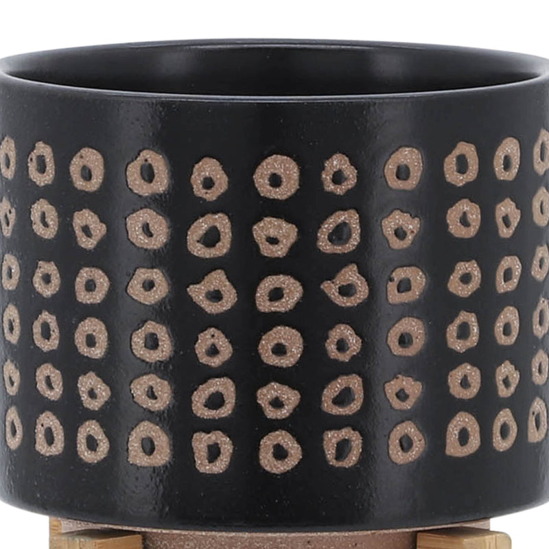 CERAMIC 5" PLANTER ON STAND, BROWN - Al Rugaib Furniture