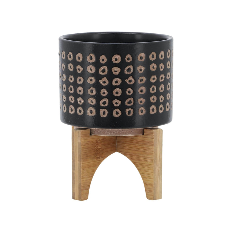 CERAMIC 5" PLANTER ON STAND, BROWN - Al Rugaib Furniture