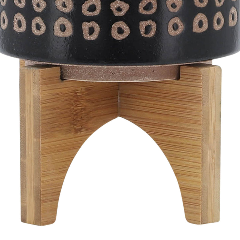 CERAMIC 5" PLANTER ON STAND, BROWN - Al Rugaib Furniture