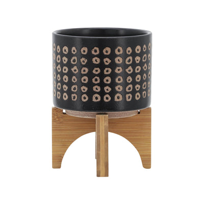 CERAMIC 5" PLANTER ON STAND, BROWN - Al Rugaib Furniture