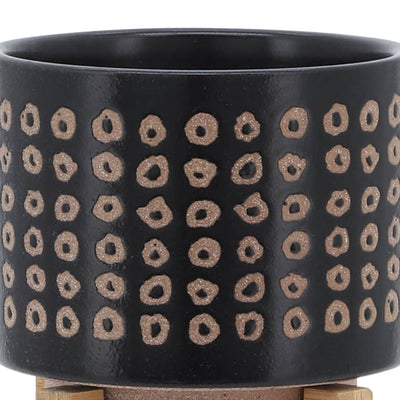 CERAMIC 5" PLANTER ON STAND, BROWN - Al Rugaib Furniture