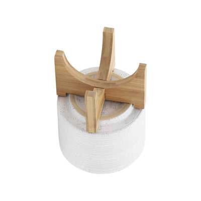 CERAMIC 5" PLANTER ON STAND, SPECKLED WHITE - Al Rugaib Furniture