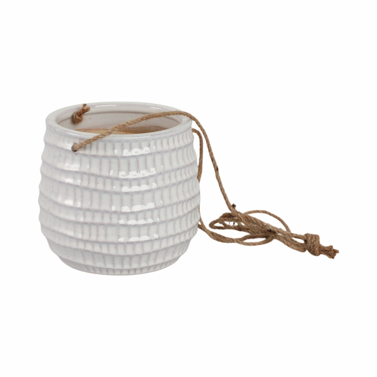 Ceramic 6" Dimpled Hanging Planter, Beige Outdoor Planters| Sagebrook Home