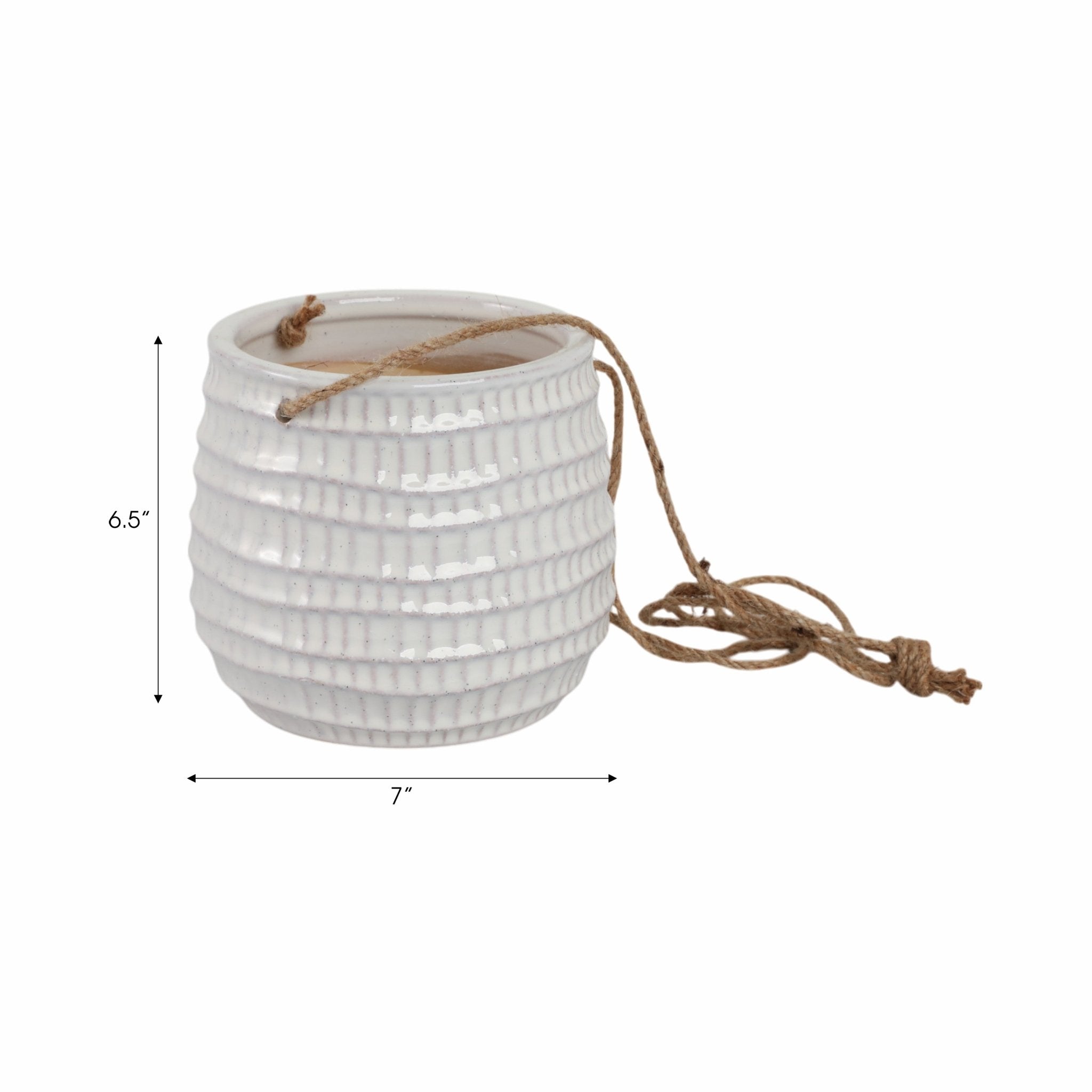 Ceramic 6" Dimpled Hanging Planter, Beige Outdoor Planters| Sagebrook Home