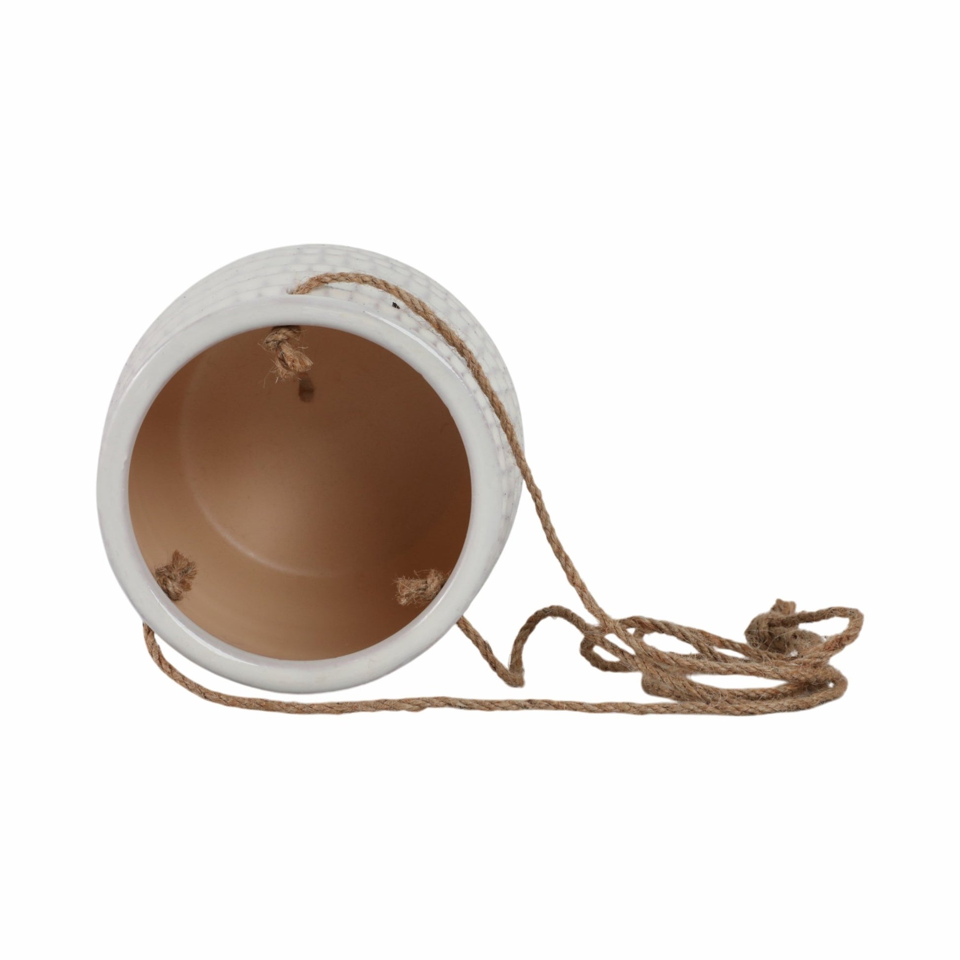 Ceramic 6" Dimpled Hanging Planter, Beige Outdoor Planters| Sagebrook Home