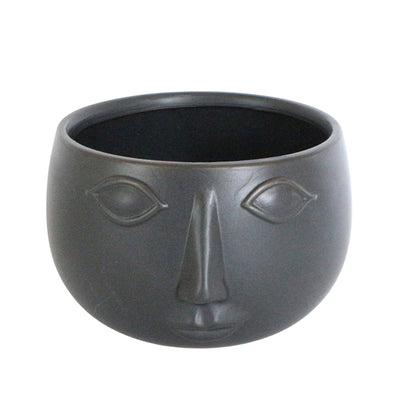 Ceramic 7" Face Planter, Matte Black - Al Rugaib Furniture