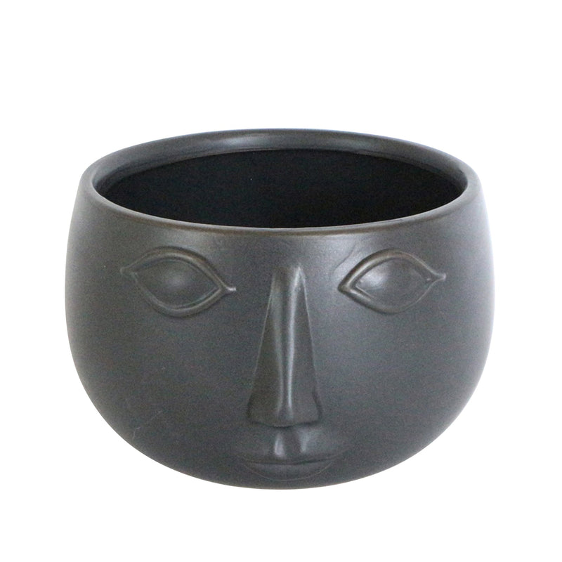 Ceramic 7" Face Planter, Matte Black - Al Rugaib Furniture