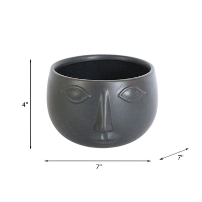 Ceramic 7" Face Planter, Matte Black - Al Rugaib Furniture