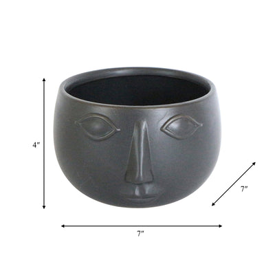 Ceramic 7" Face Planter, Matte Black - Al Rugaib Furniture