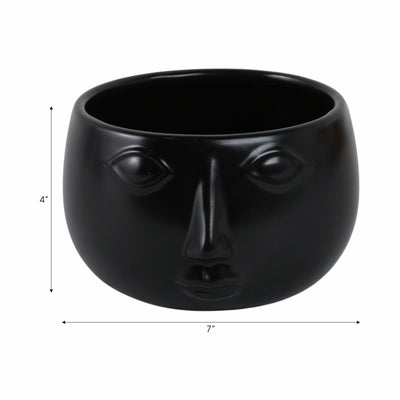 Ceramic 7" Face Planter, Matte Black - Al Rugaib Furniture