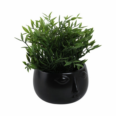 Ceramic 7" Face Planter, Matte Black - Al Rugaib Furniture