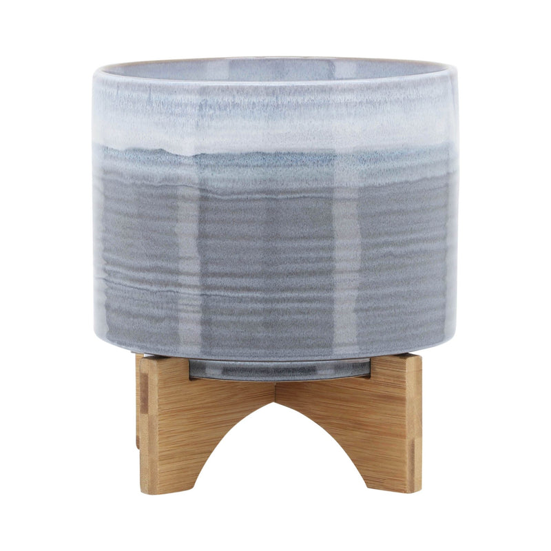 CERAMIC 8" PLANTER ON STAND, BLUE FADE - Al Rugaib Furniture