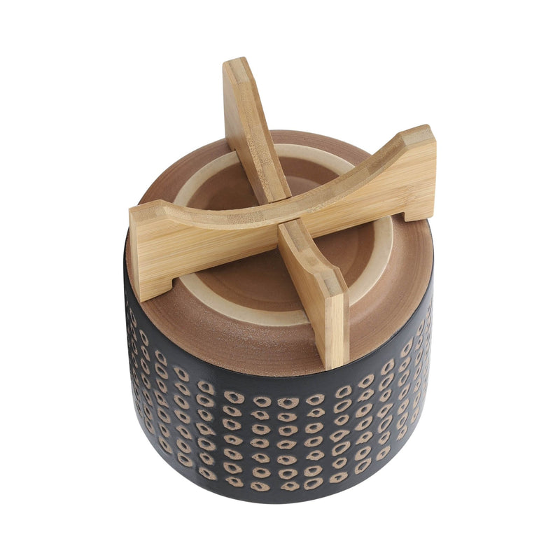 CERAMIC 8" PLANTER ON STAND, BROWN - Al Rugaib Furniture