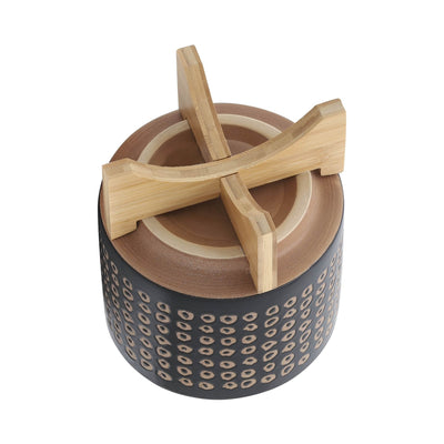 CERAMIC 8" PLANTER ON STAND, BROWN - Al Rugaib Furniture