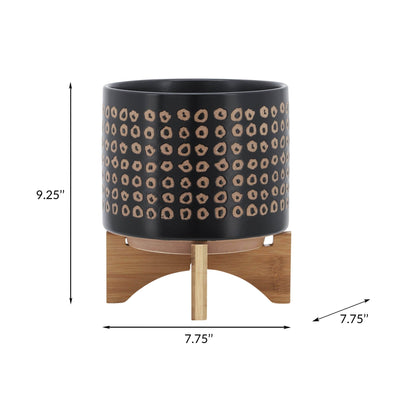 CERAMIC 8" PLANTER ON STAND, BROWN - Al Rugaib Furniture