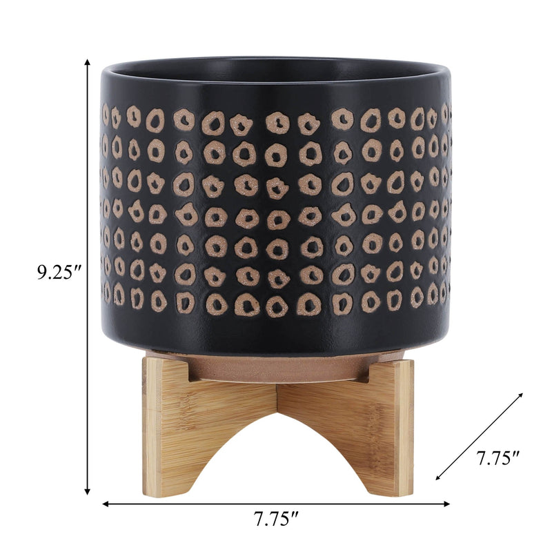 CERAMIC 8" PLANTER ON STAND, BROWN - Al Rugaib Furniture