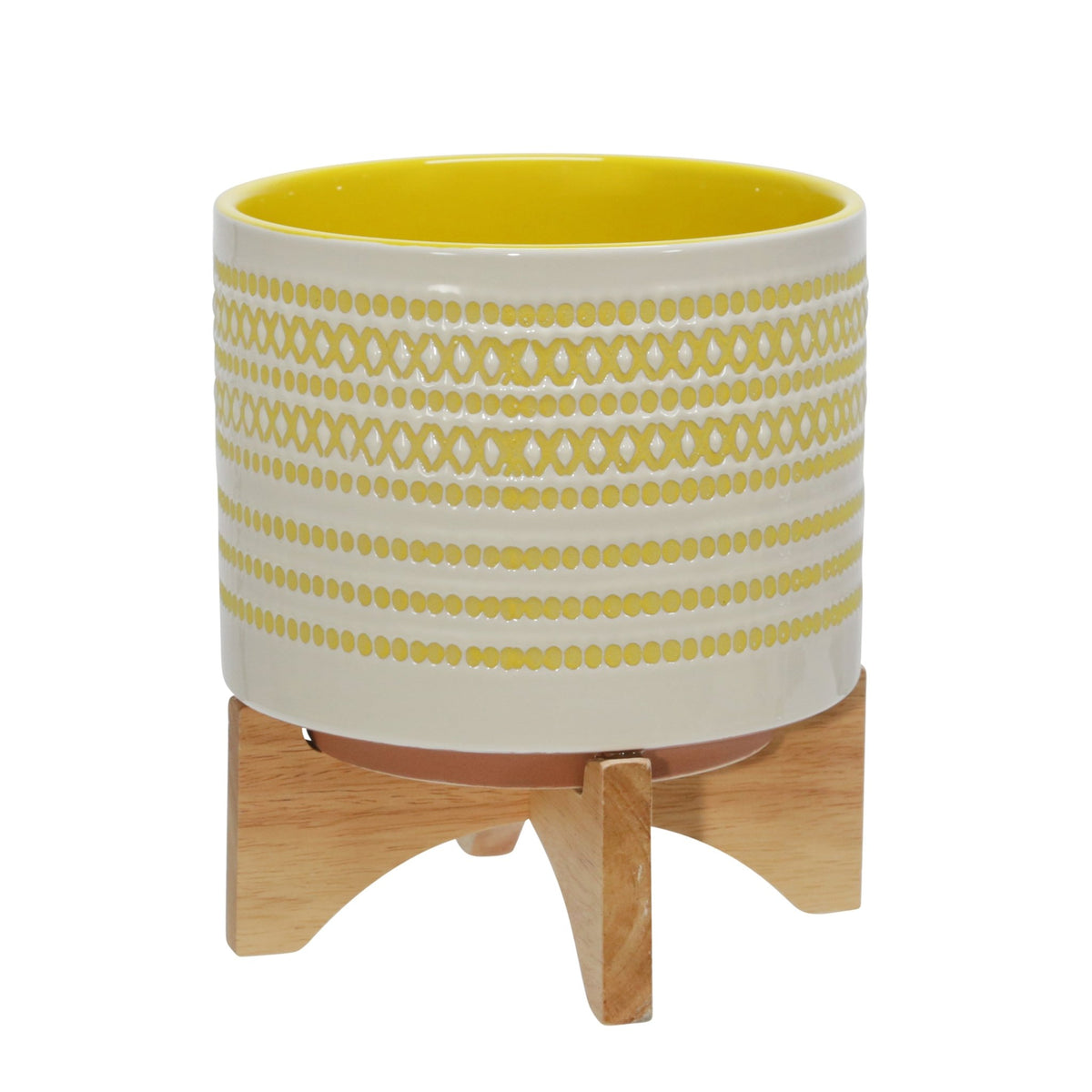 CERAMIC 8" PLANTER ON STAND W/ DOTS, YELLOW Outdoor Planters| Sagebrook Home
