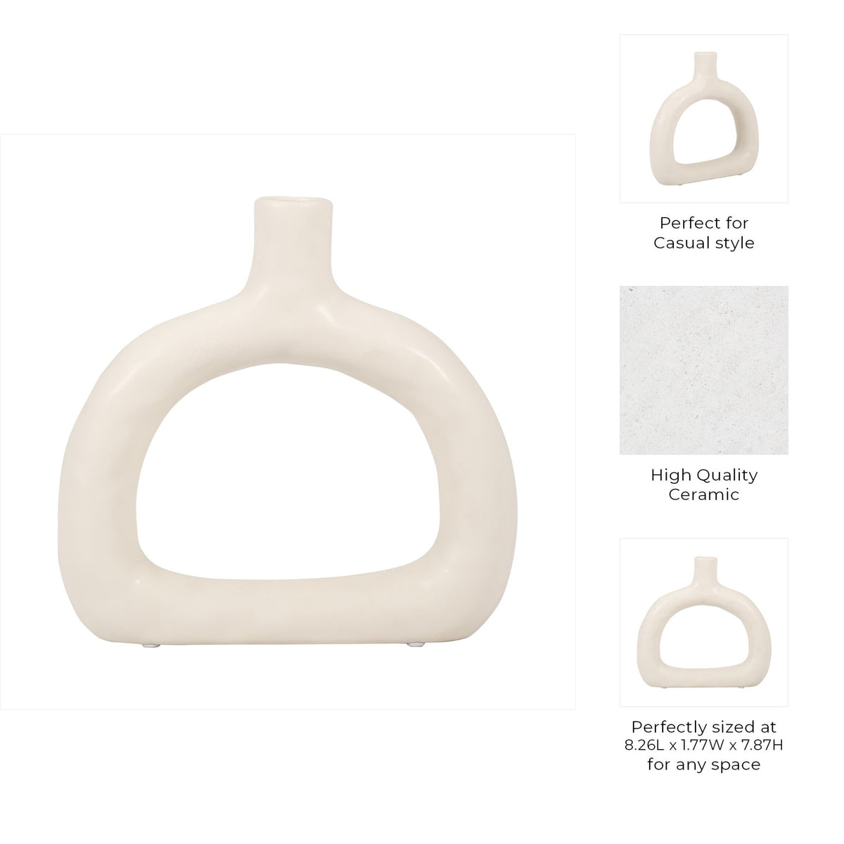 CERAMIC 8" TEXTURED WIDE CUT-OUT VASE Vases and Jars| Sagebrook Home