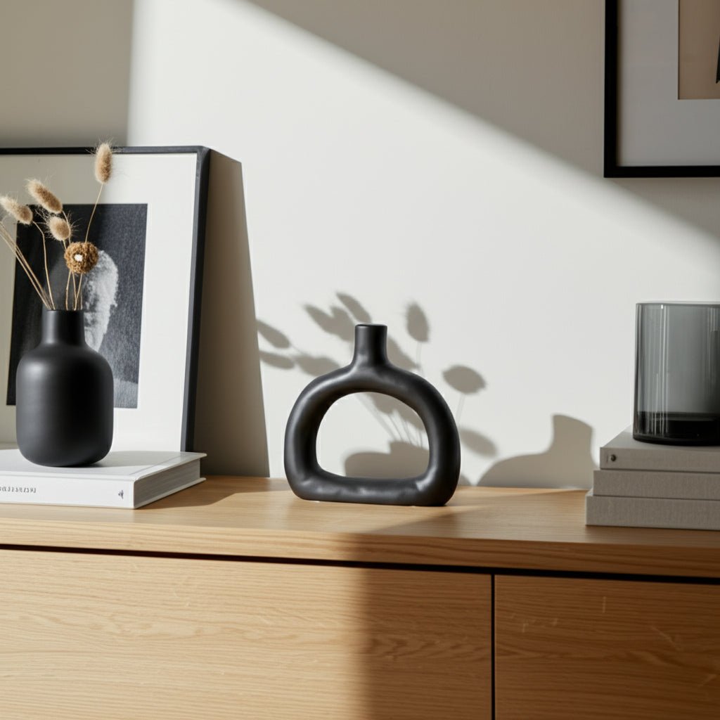CERAMIC 8" TEXTURED WIDE CUT-OUT VASE Vases and Jars| Sagebrook Home