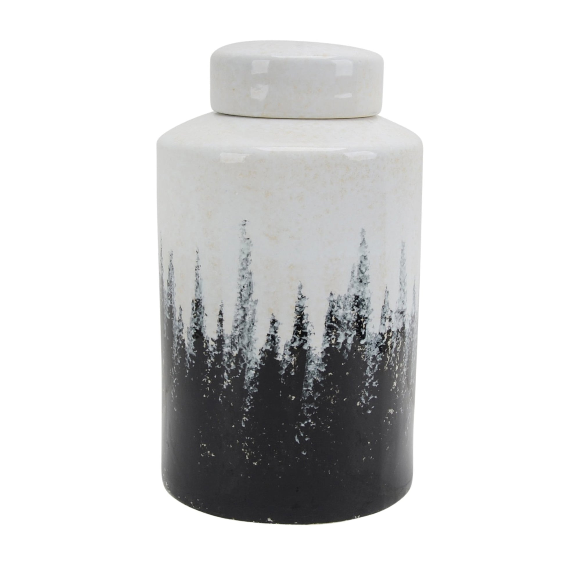 Ceramic Covered Jar 16"H, Gray/White Vases and Jars| Sagebrook Home