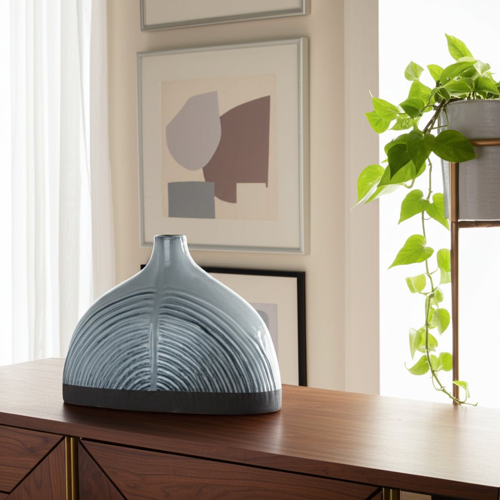 CERAMIC HALF DOME ARCH VASE, BLUE Vases and Jars| Sagebrook Home